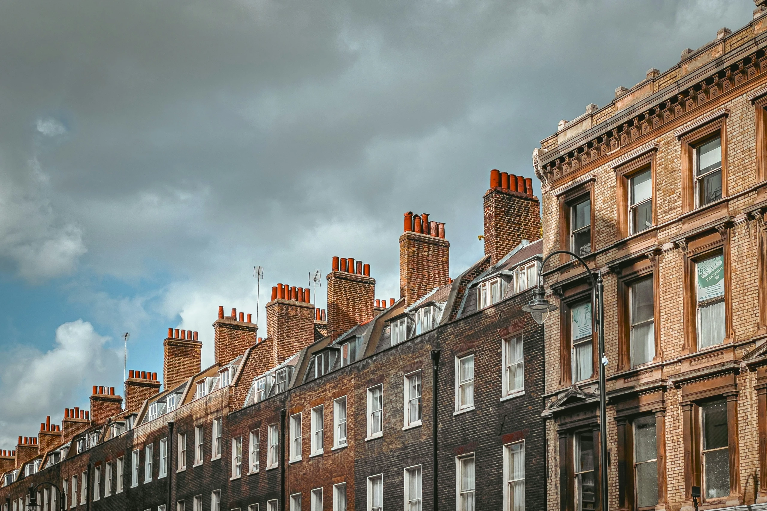 Row of brick terraced houses in South Woodford