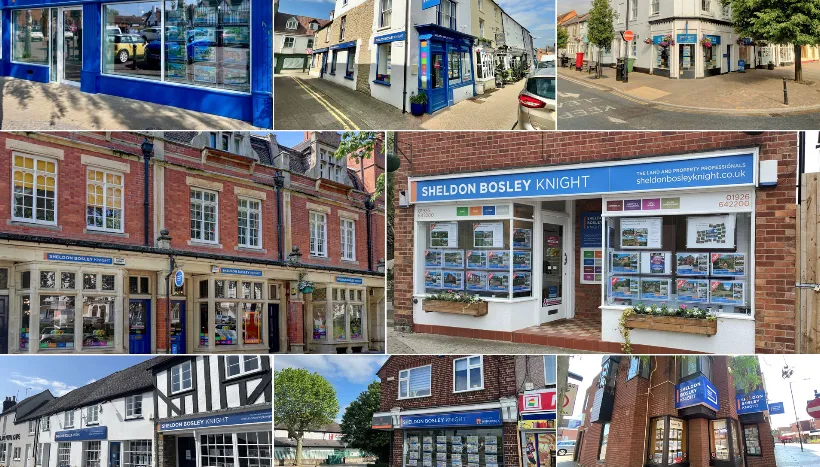 A montage of several Sheldon Bosley Knight estate agency offices