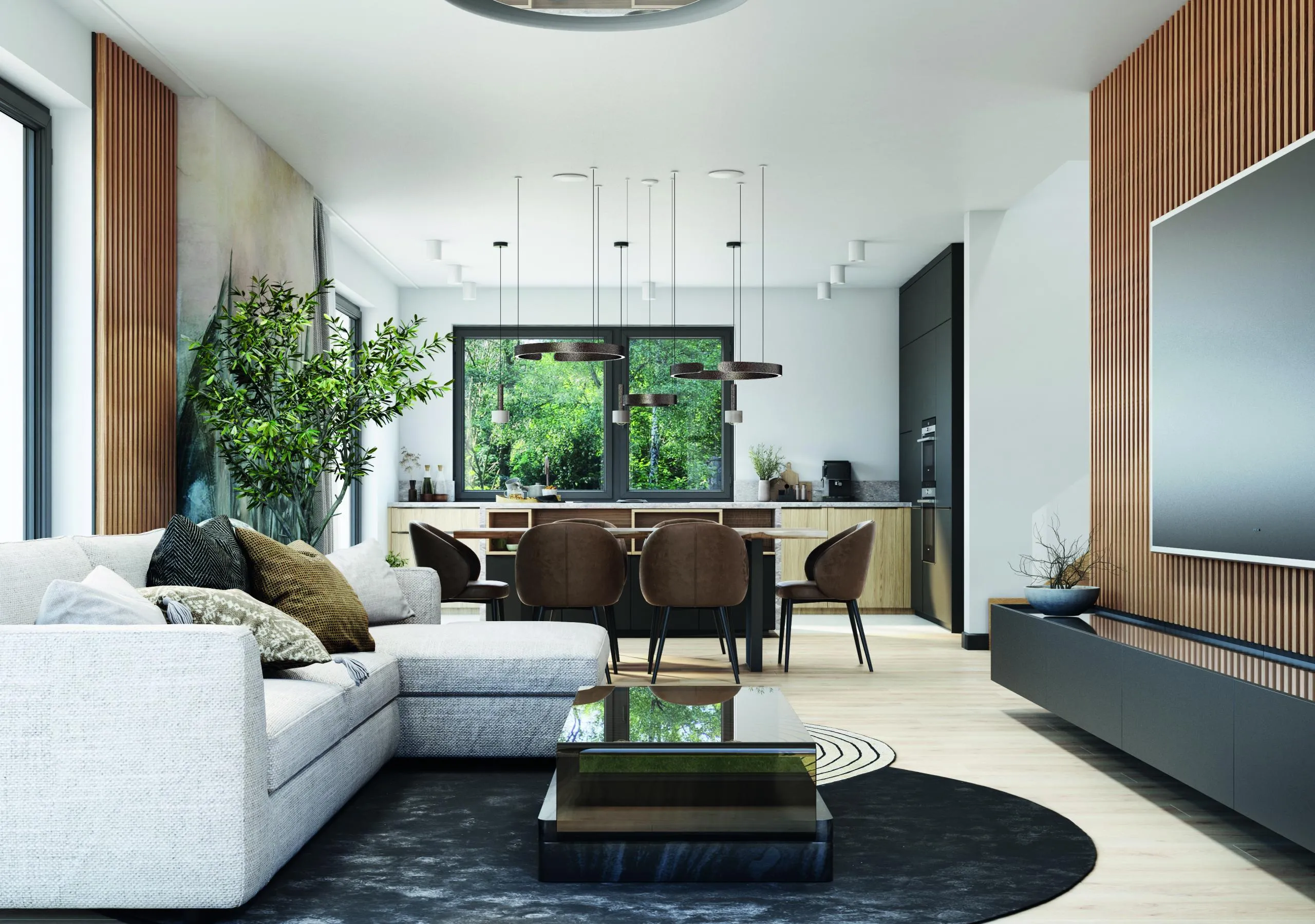 Modern living room in a new build property