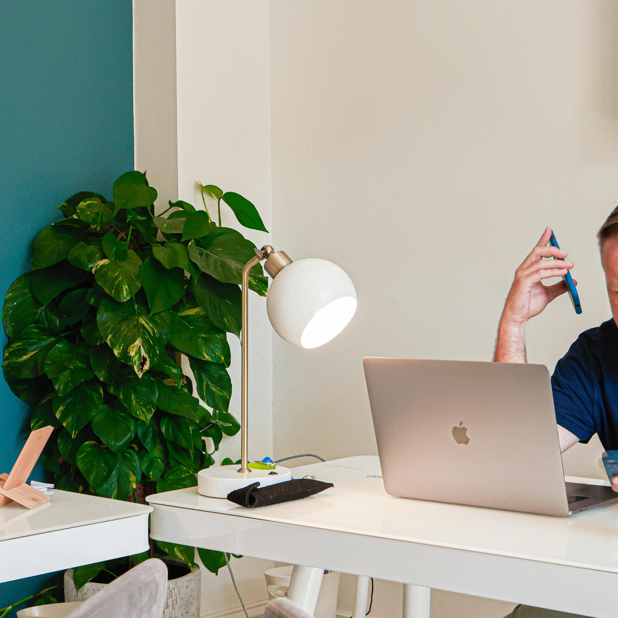 Professional team collaborating at office desk