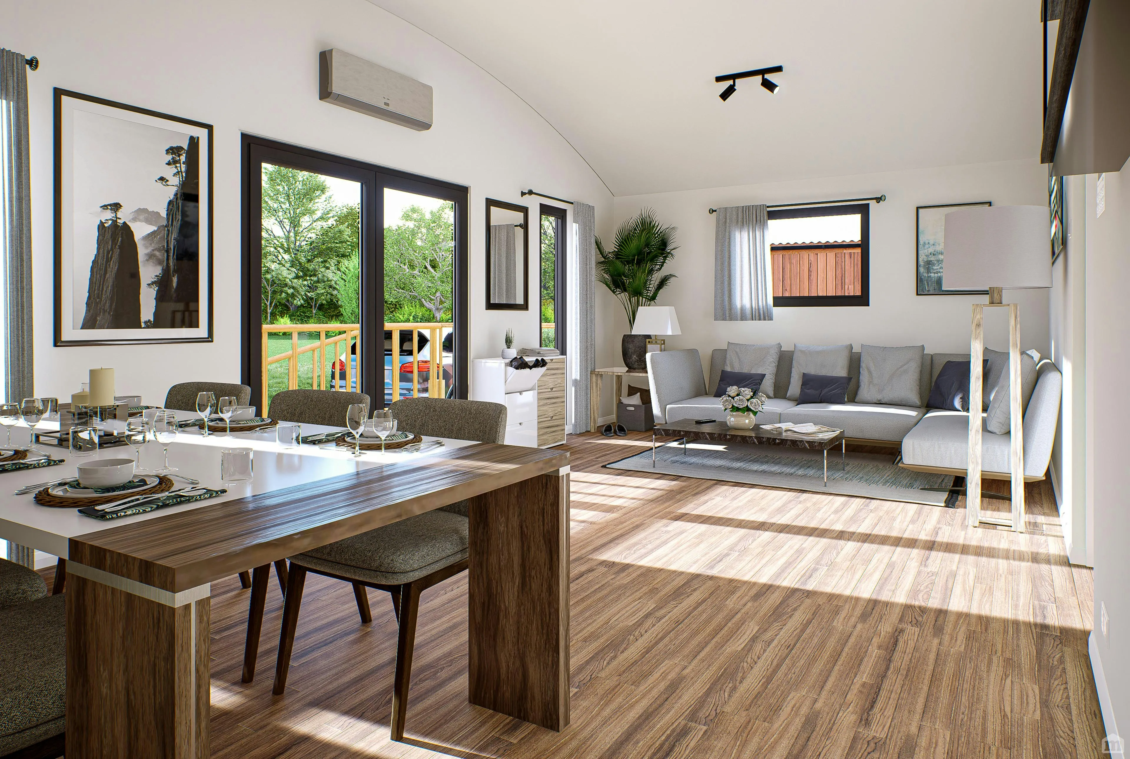 Warm modern home interior living room