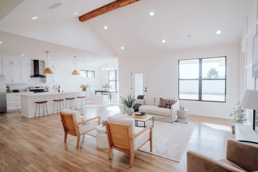 Open-plan living and kitchen space