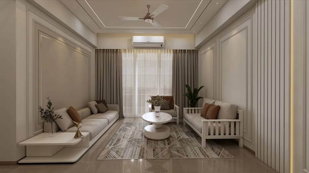 Elegant neutral living room interior