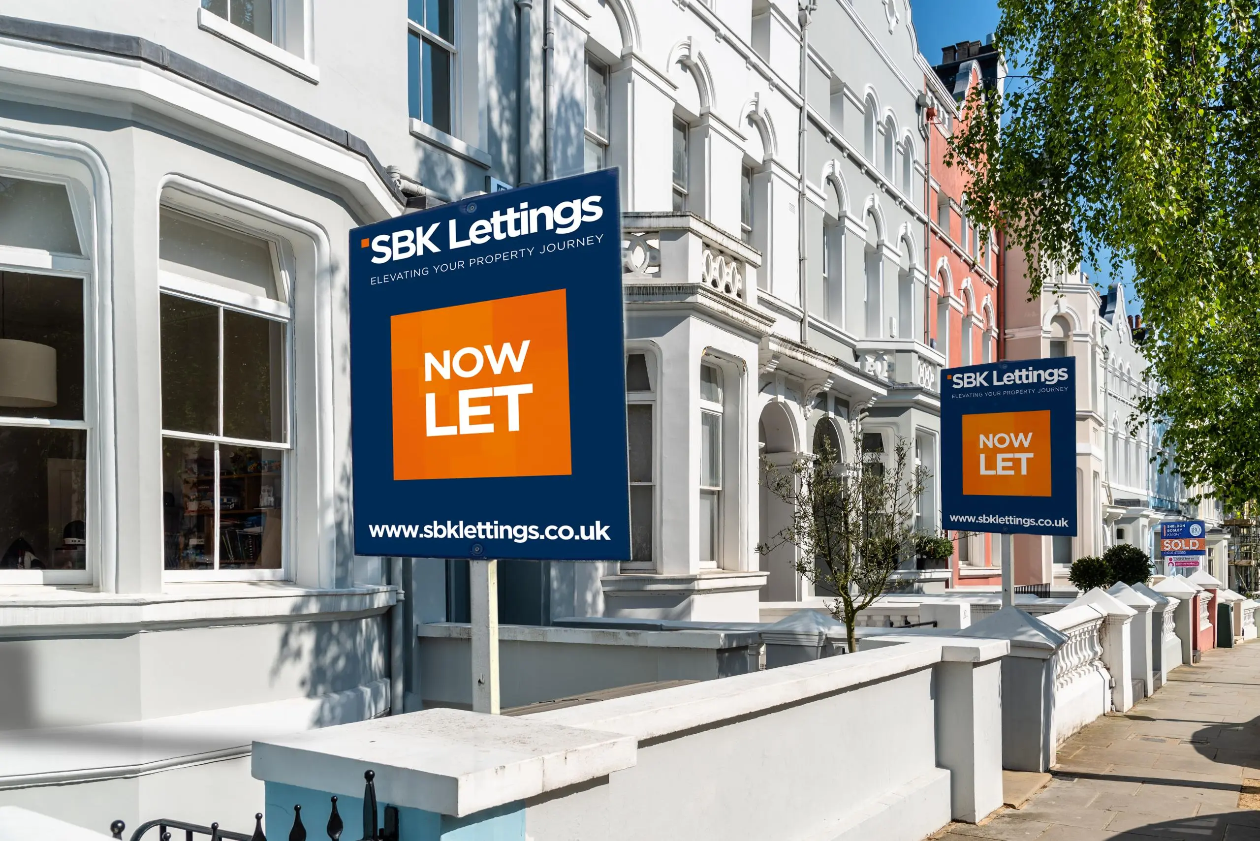 To Let boards on a row of properties in Leamington Spa