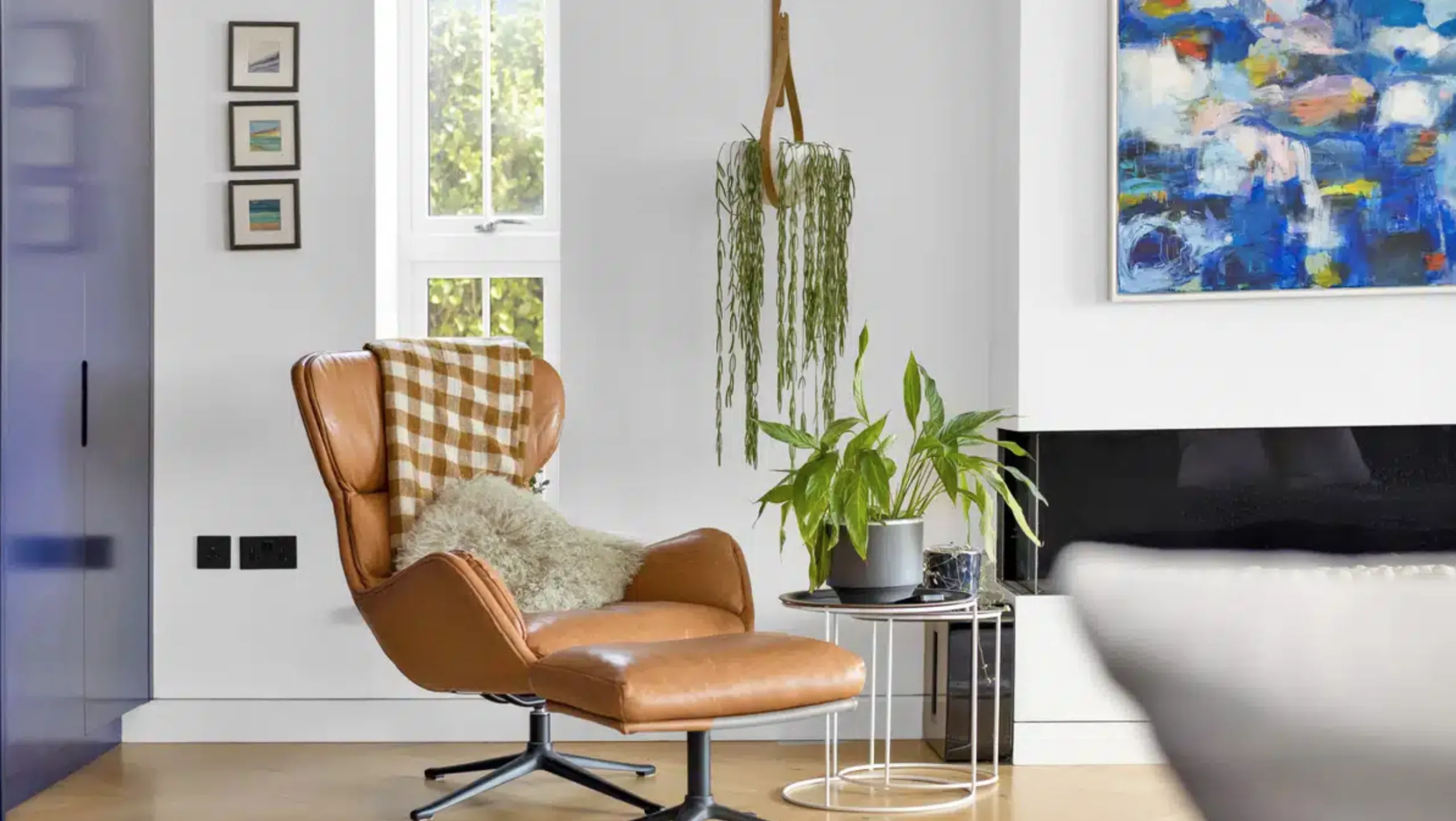 Family in modern home interior