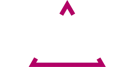 Magenta geometric logo with upward-pointing arrow above horizontal bar