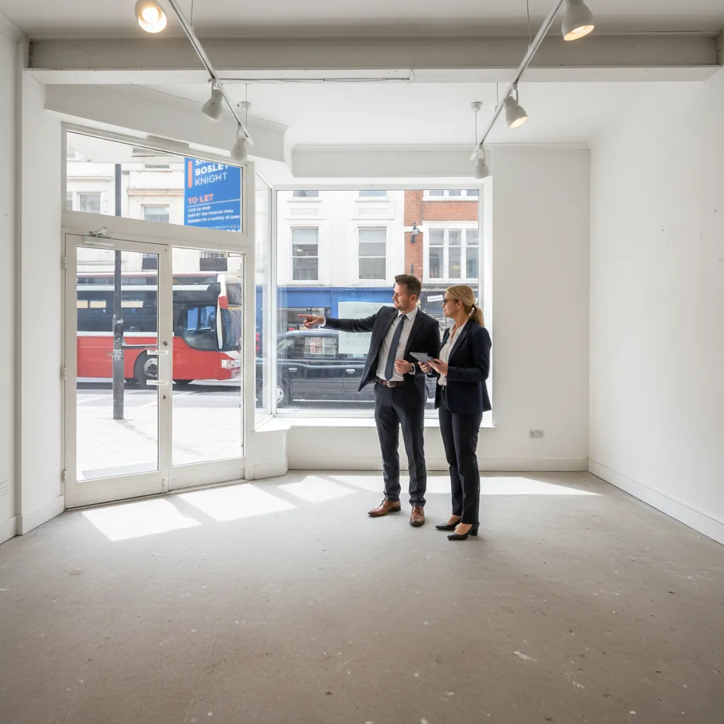 An estate agent showing someone aaround an empty commercial property
