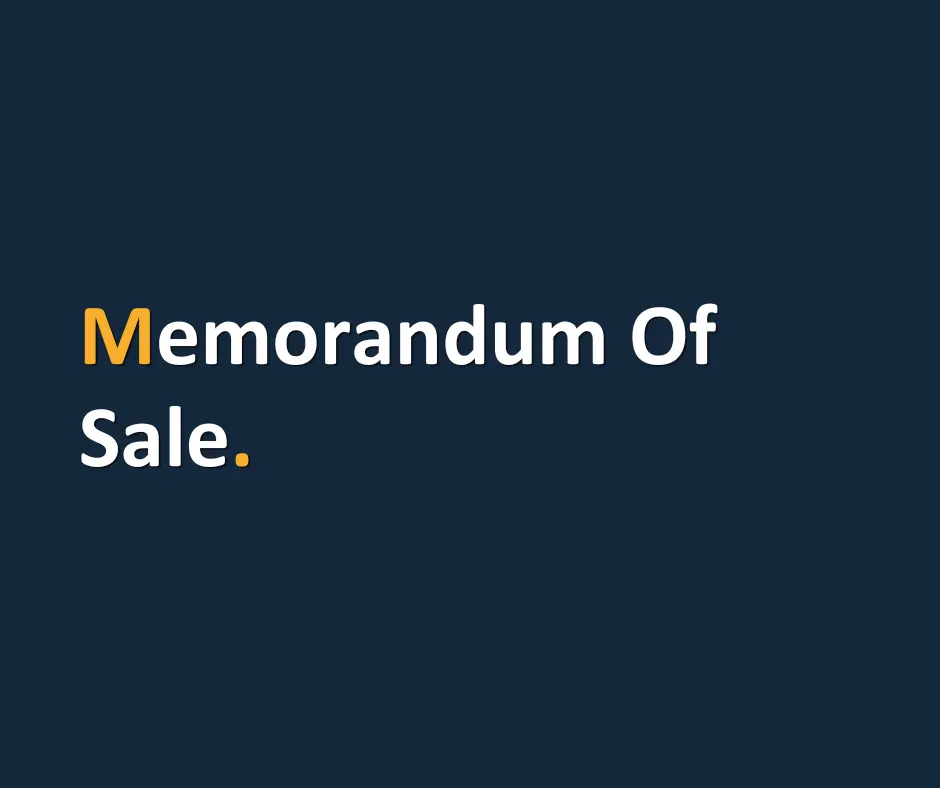 Memorandum of Sale.