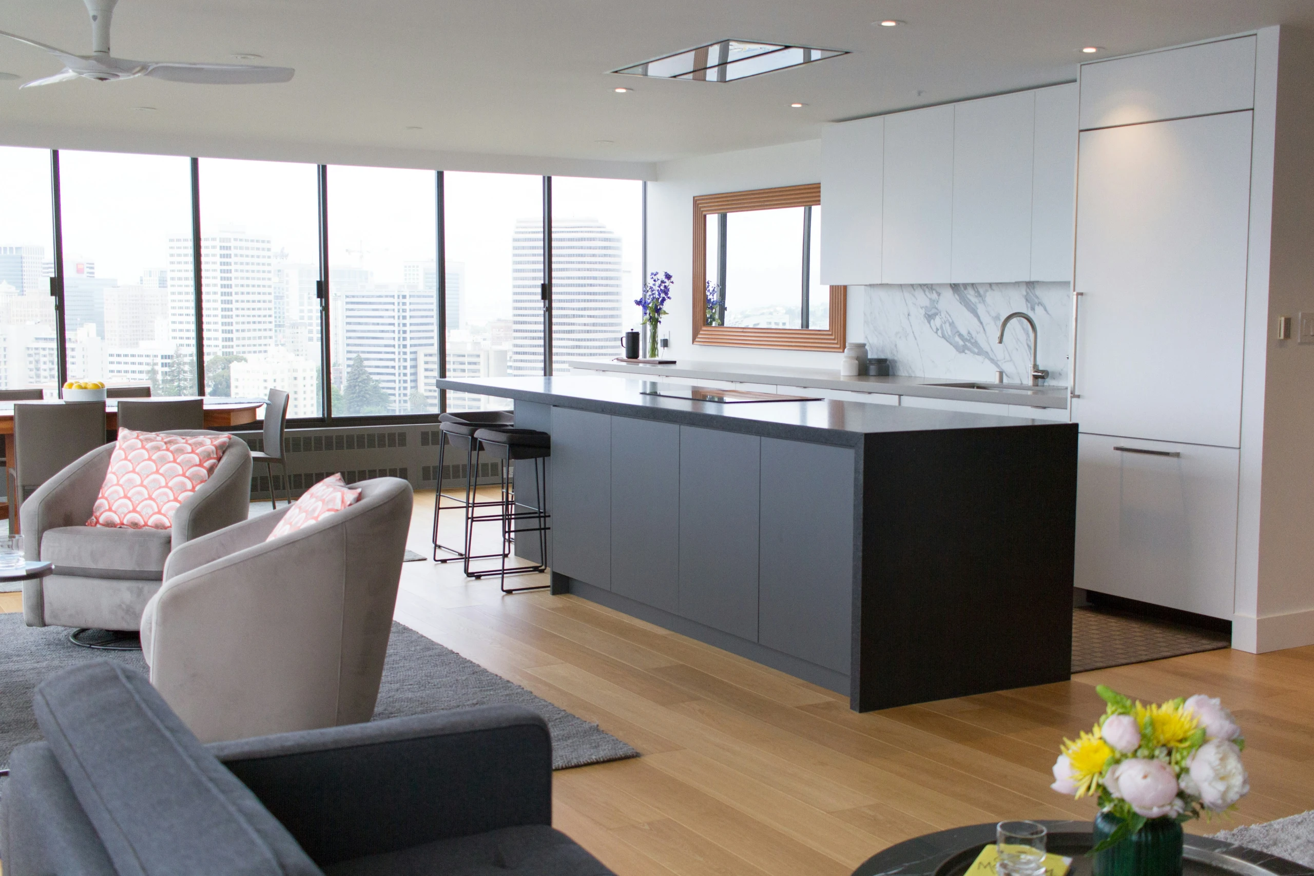 Modern open-plan living room with natural light