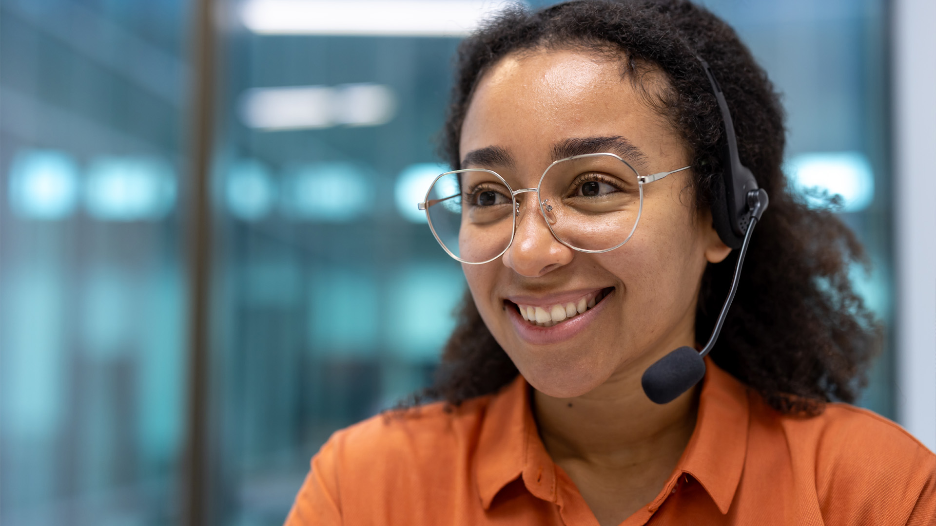 Someone wearing a headset taking a phone call