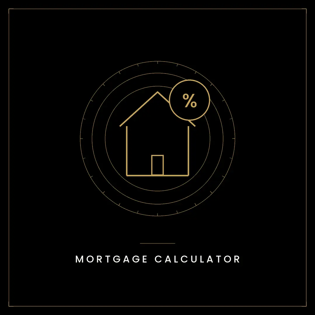 House icon with percentage symbol inside a circle, surrounded by concentric rings, with text "Mortgage Calculator" below