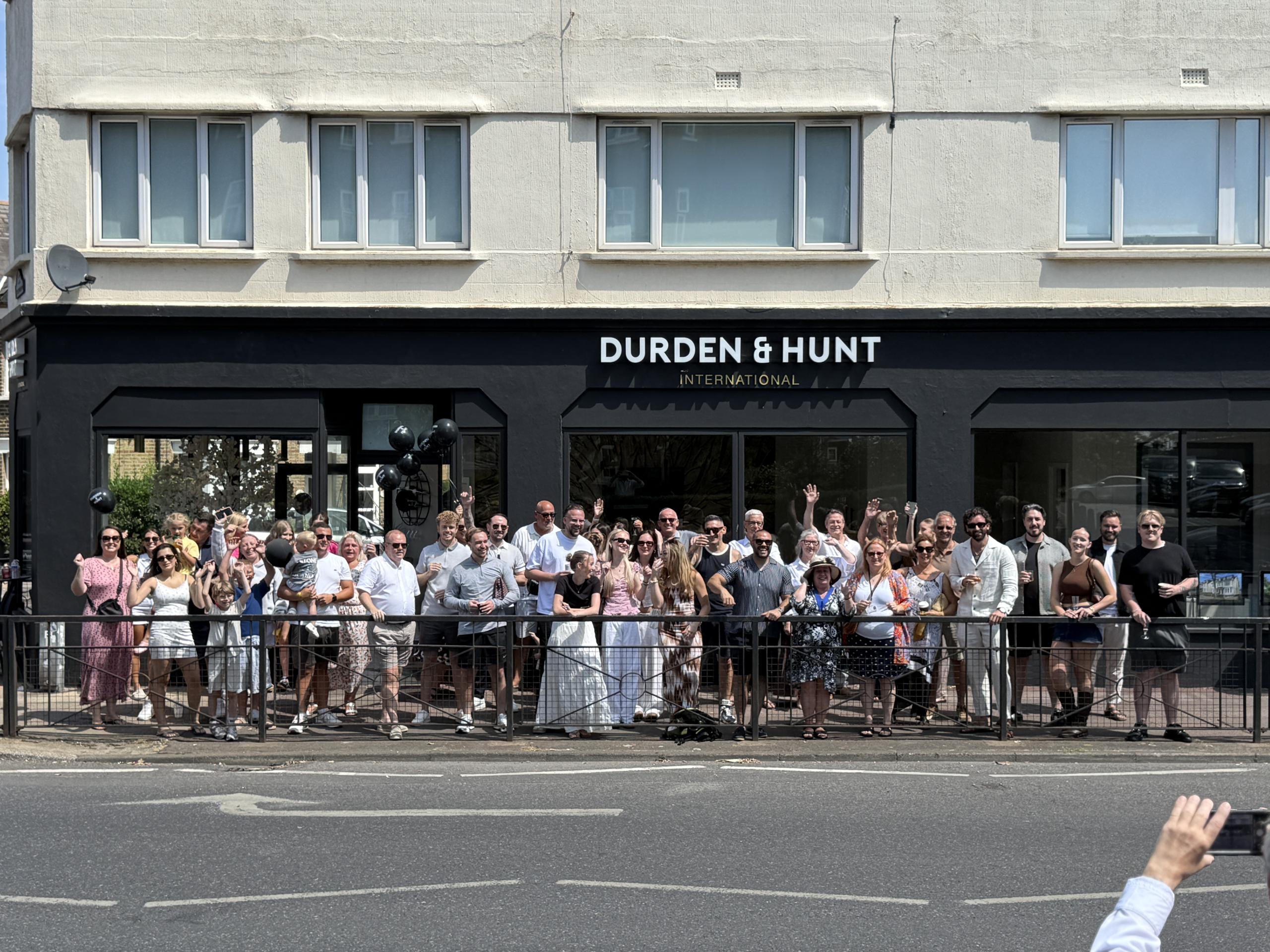 Guests outside Durden & Hunt Leigh-on-Sea office at official launch party.