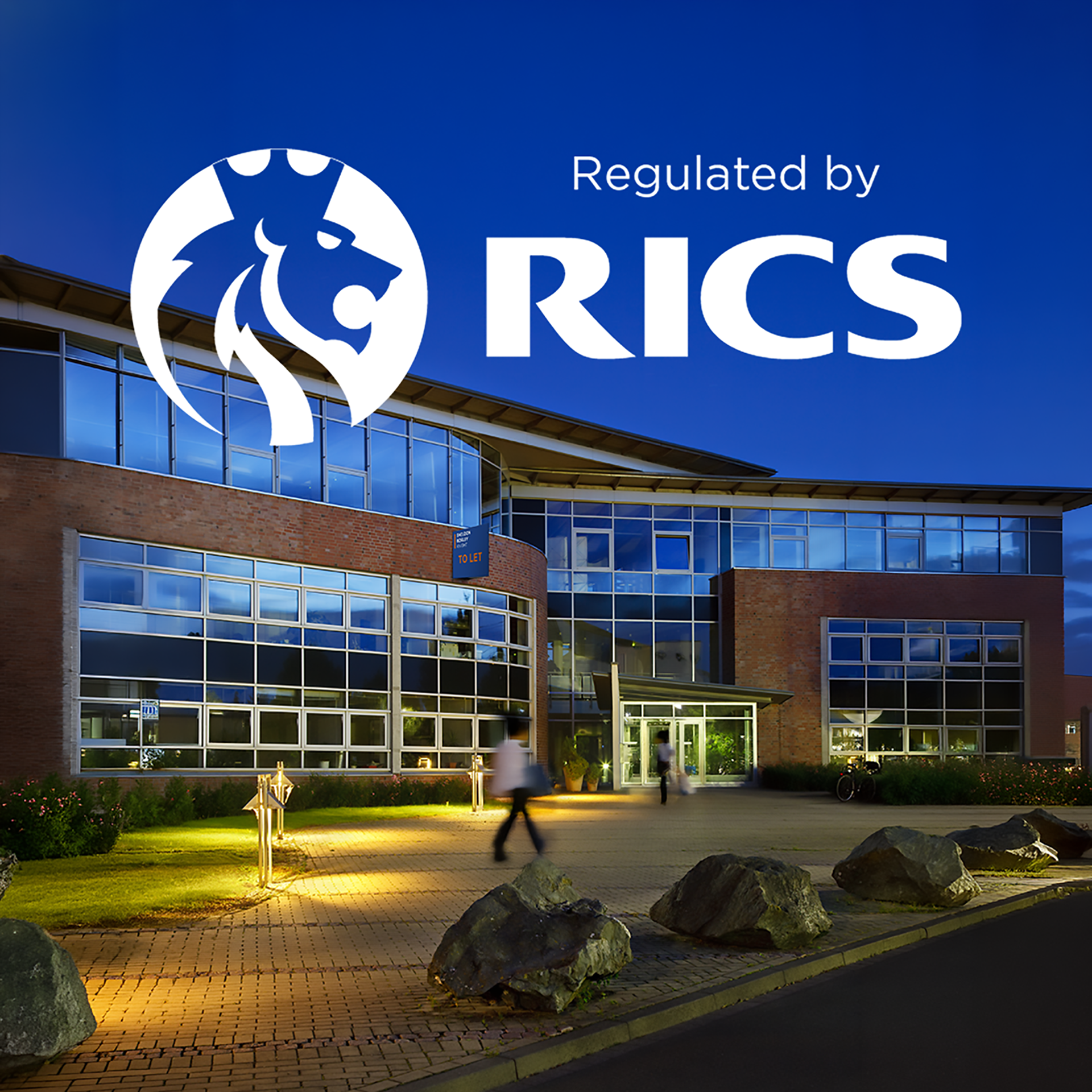 A picture of a commercial property with Regulated by RICS in the foreground