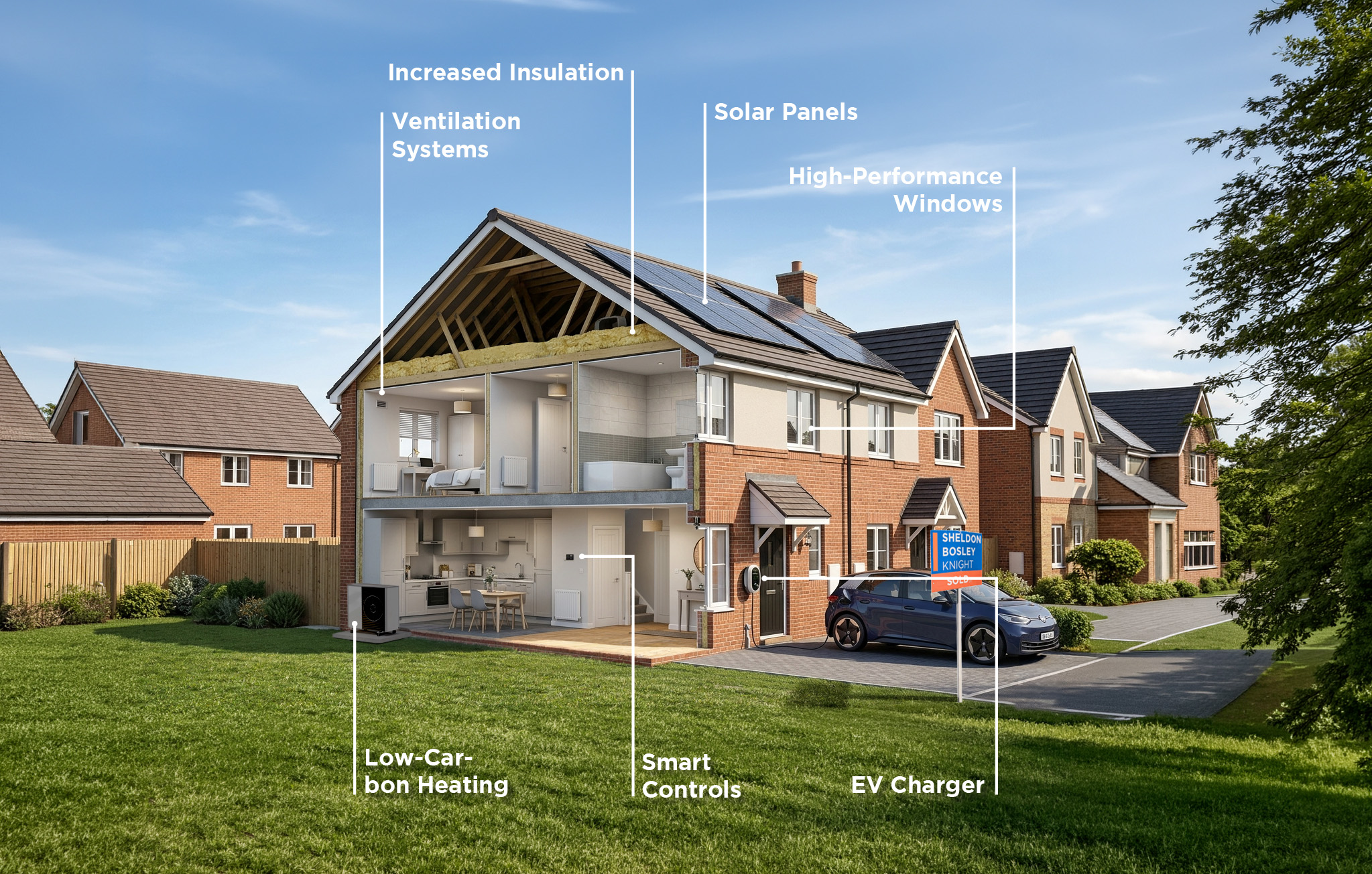 Diagram showing energy efficient homes
