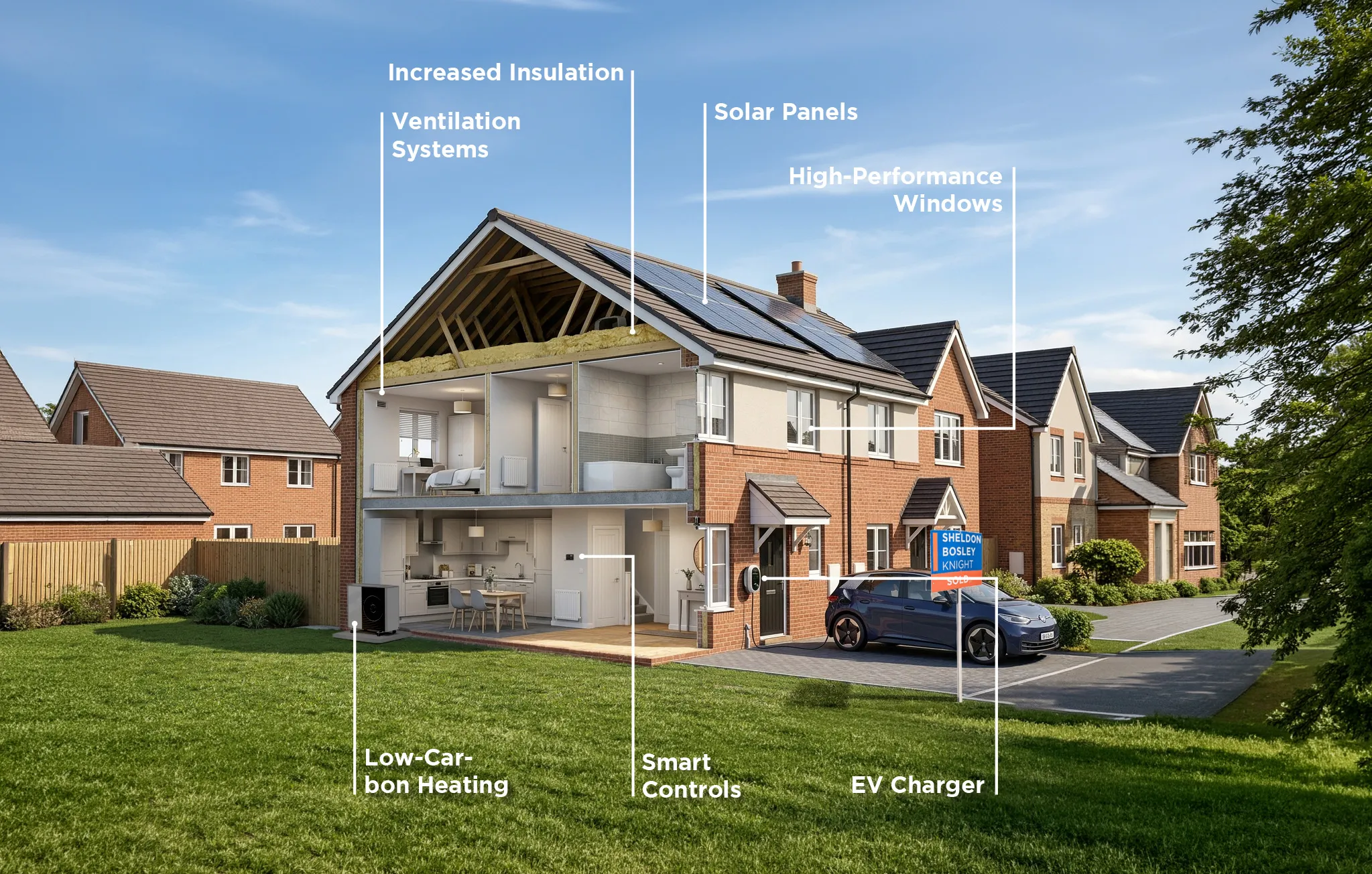 Diagram showing energy efficient homes