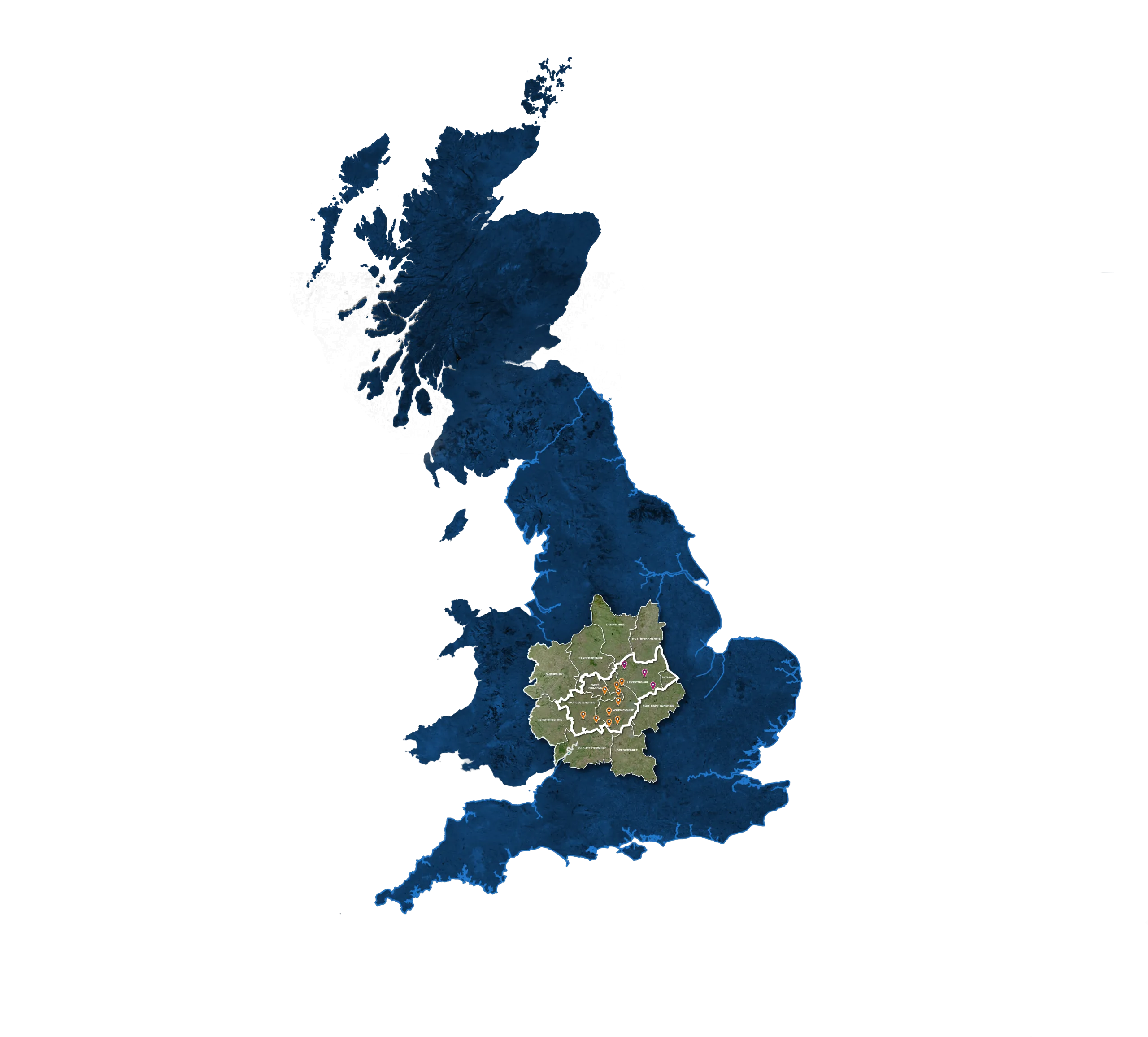 Map showing areas covered by SBK Property Group