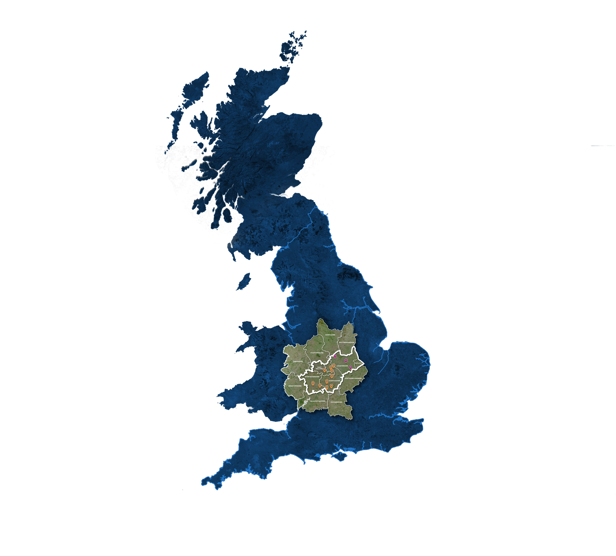 A map of all the areas covered by Sheldon Bosley Knight