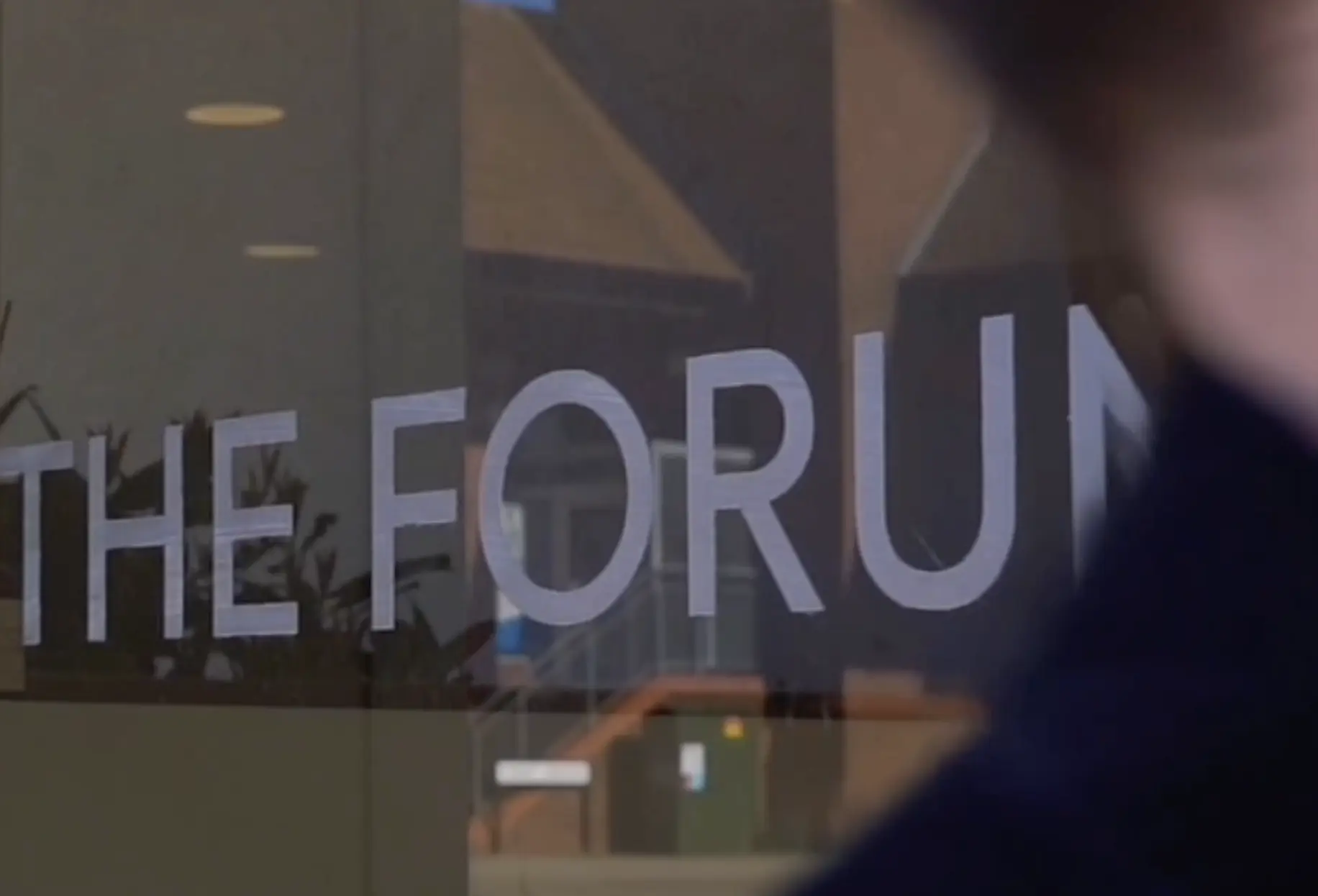 Window display with partial text reading 'THE FOR U'