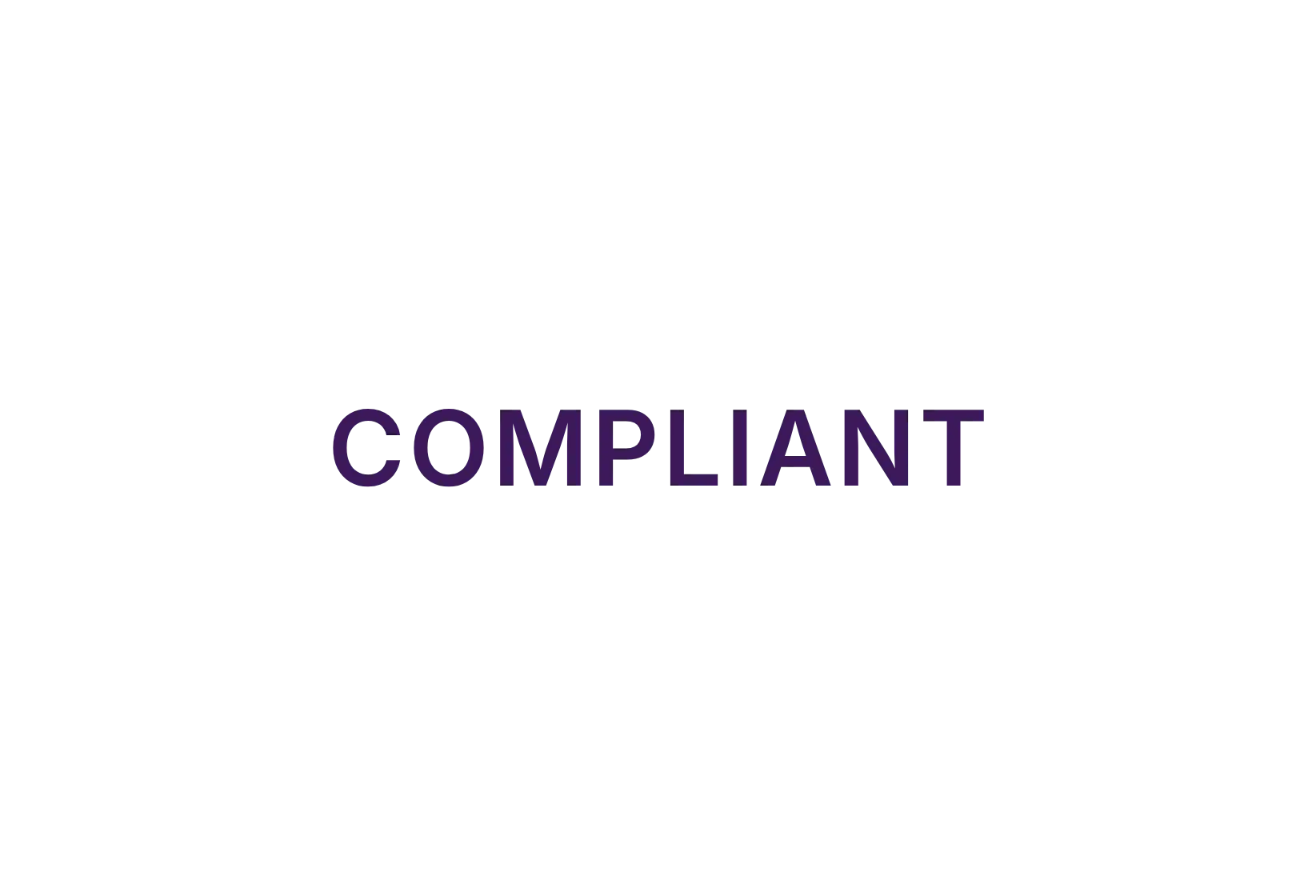 The word "COMPLIANT" displayed in large purple capital letters on a white background