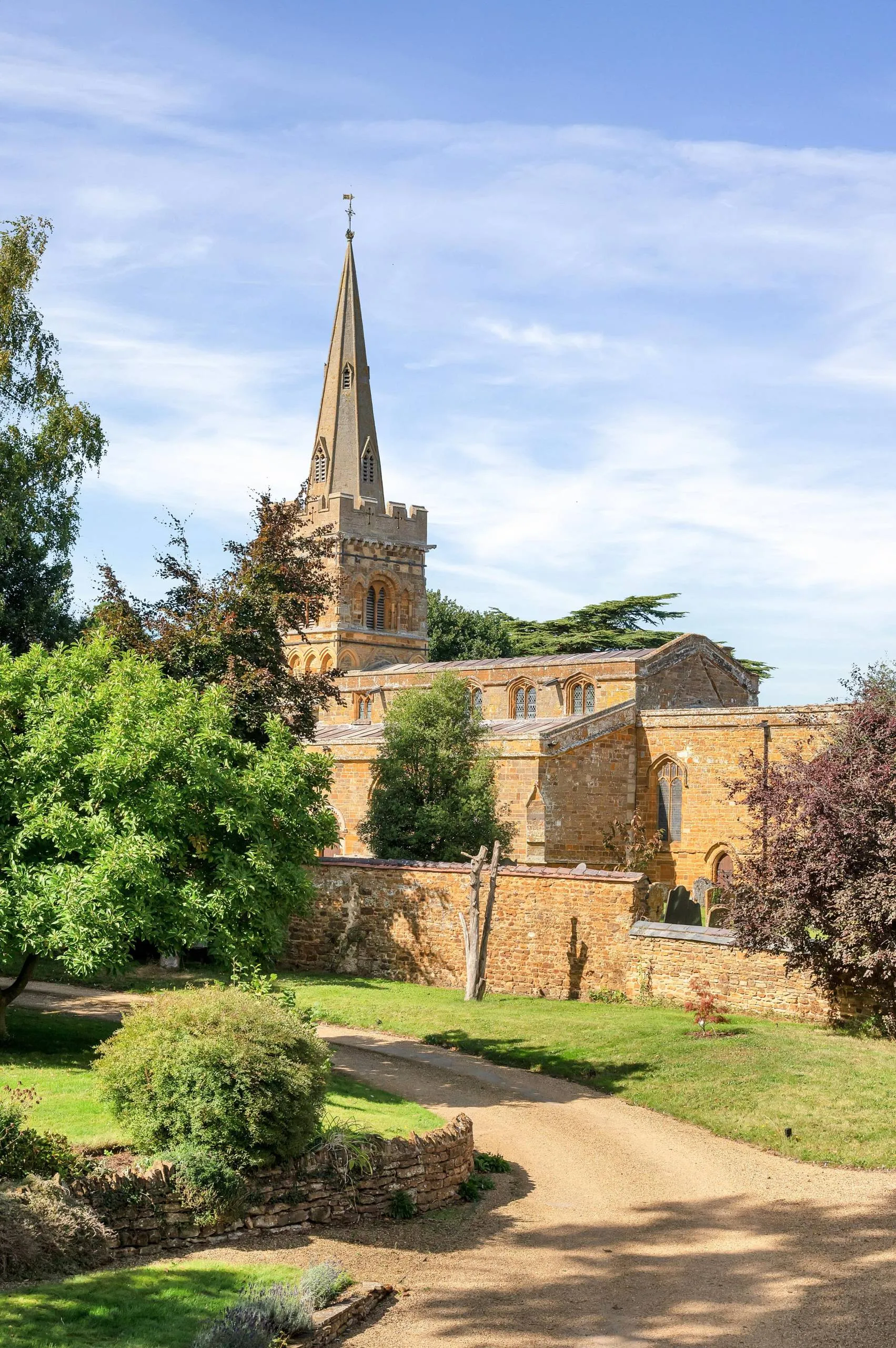View of the top of a village Church in South Leicestershire