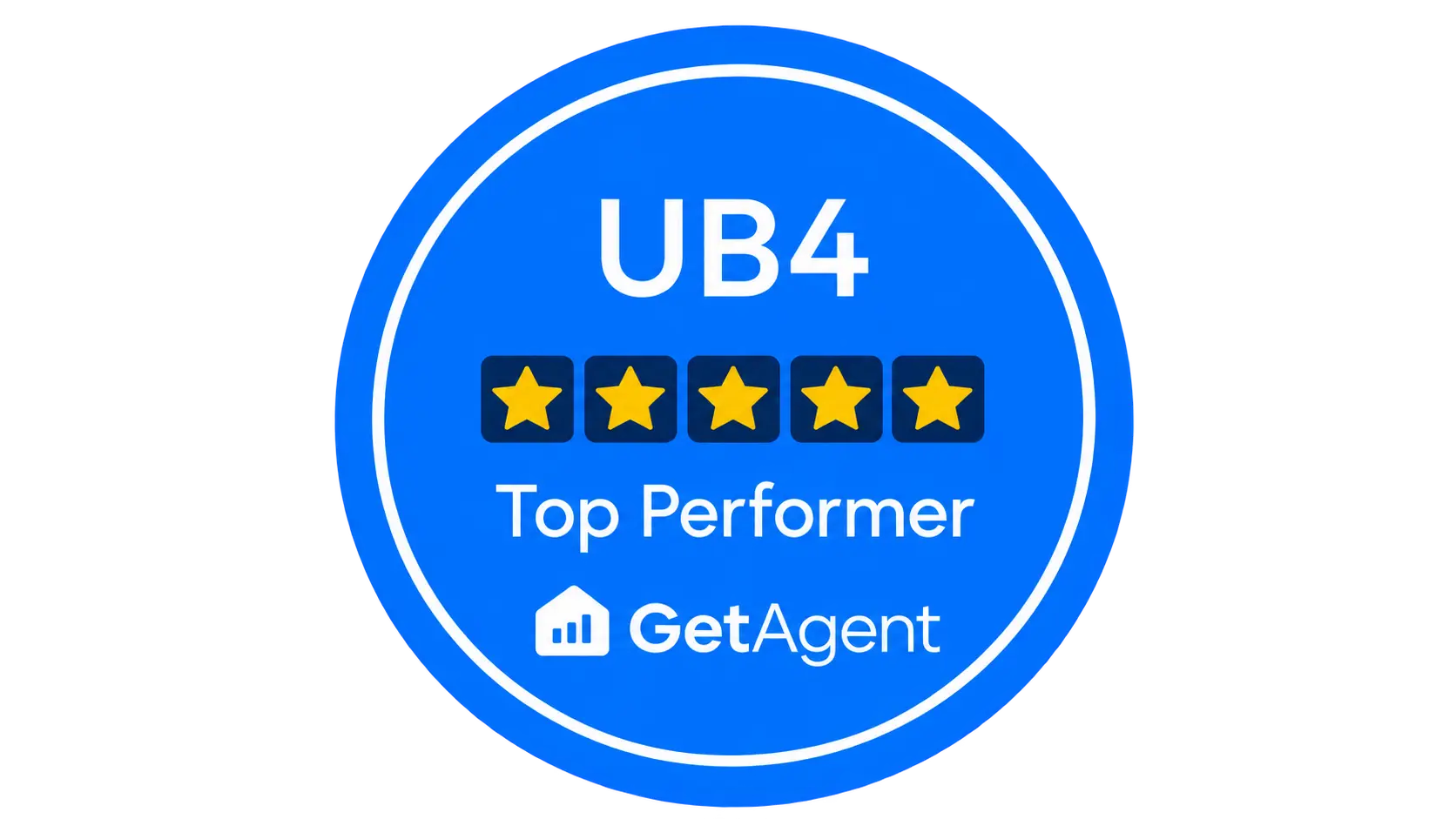 UB4 Top Performer badge with five gold stars and GetAgent logo