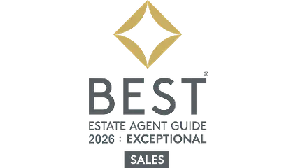 BEST Estate Agent Guide 2026 Exceptional Sales award logo with gold star symbol