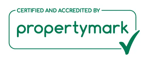 Propertymark certification badge with text "Certified and accredited by propertymark" and green checkmark
