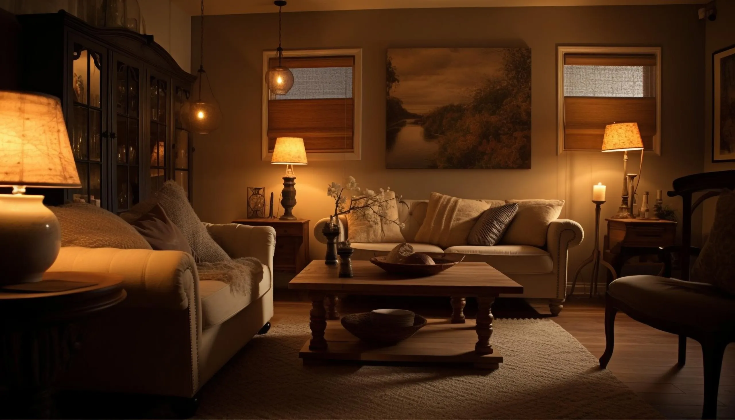 Brightly lit living room prepared for property viewing