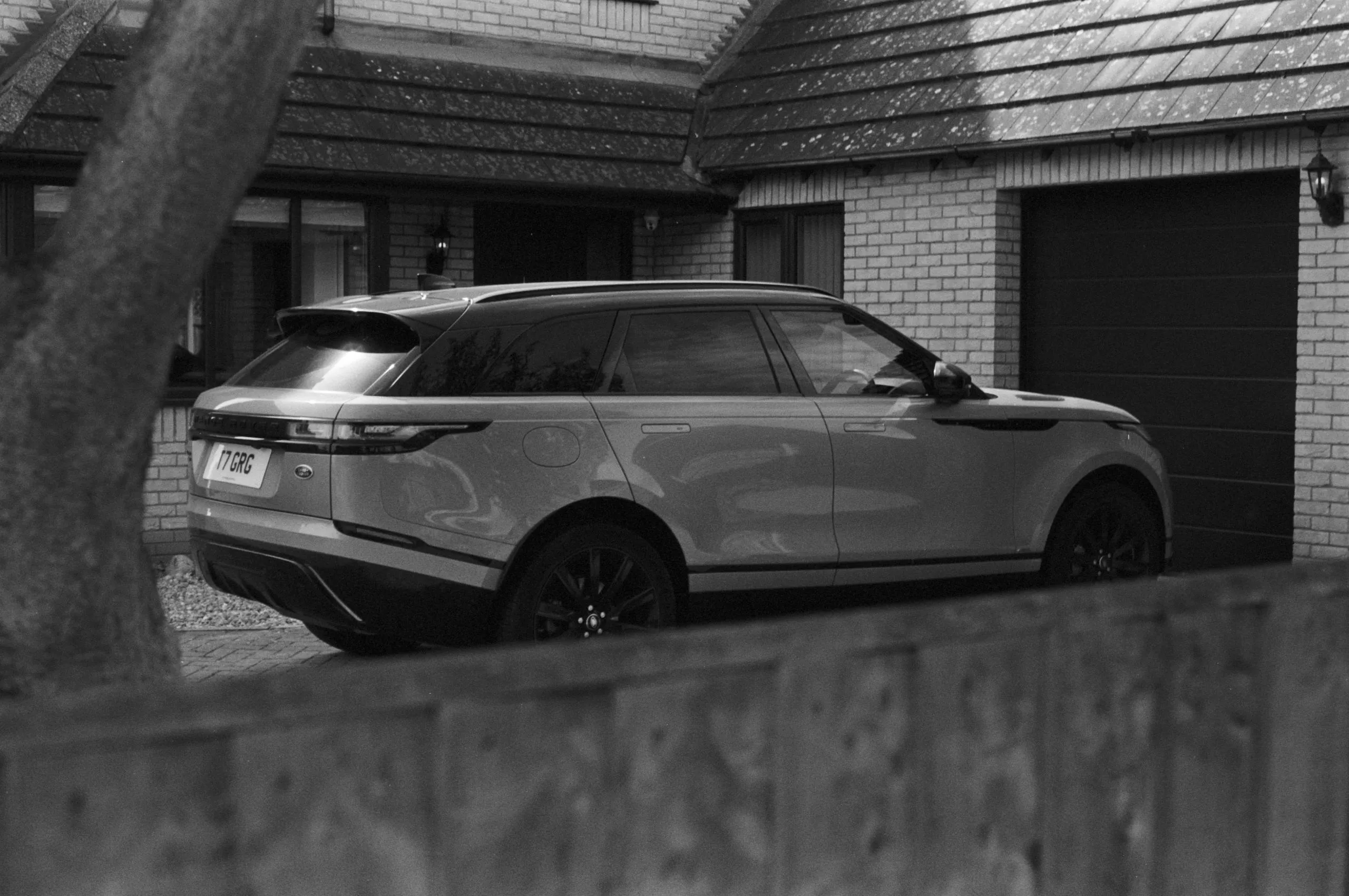 driveway with a car parked
