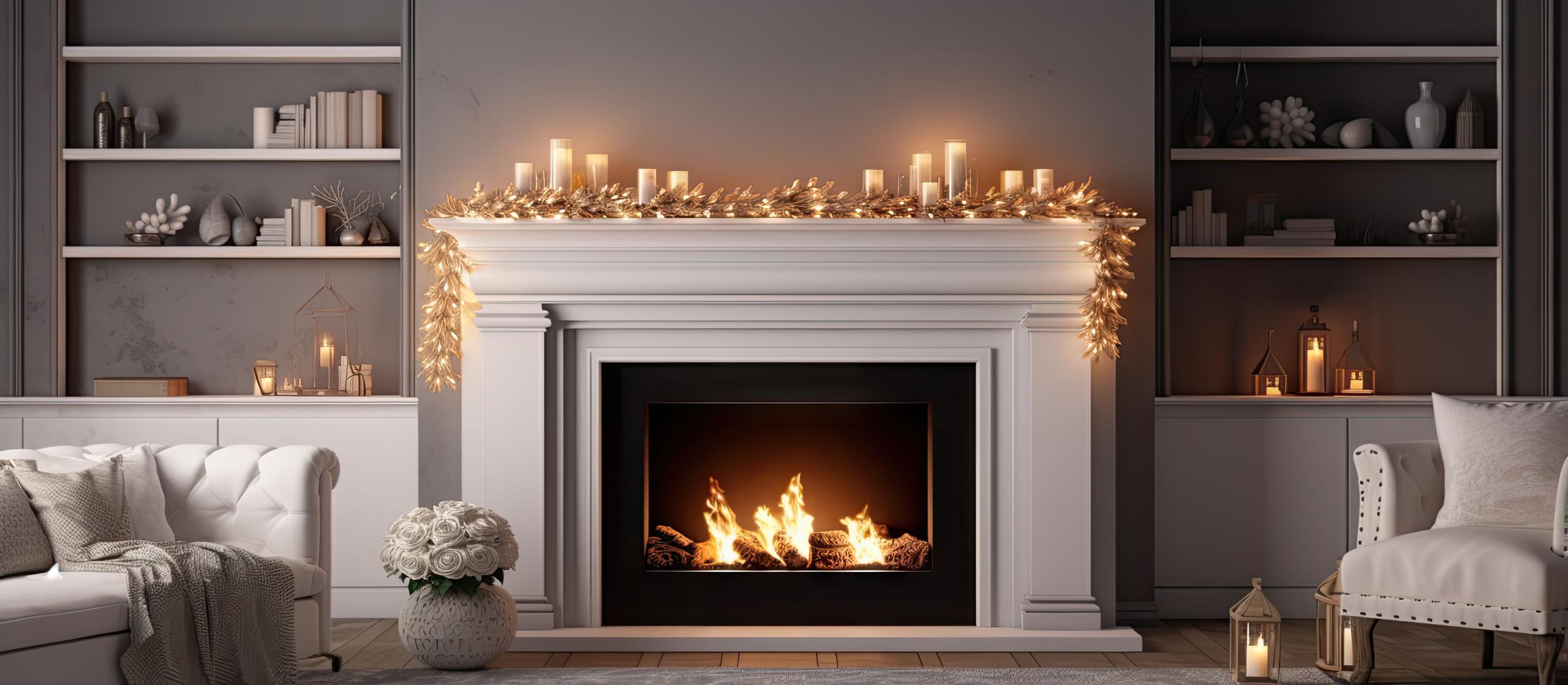 fireplace keeping a living room warm
