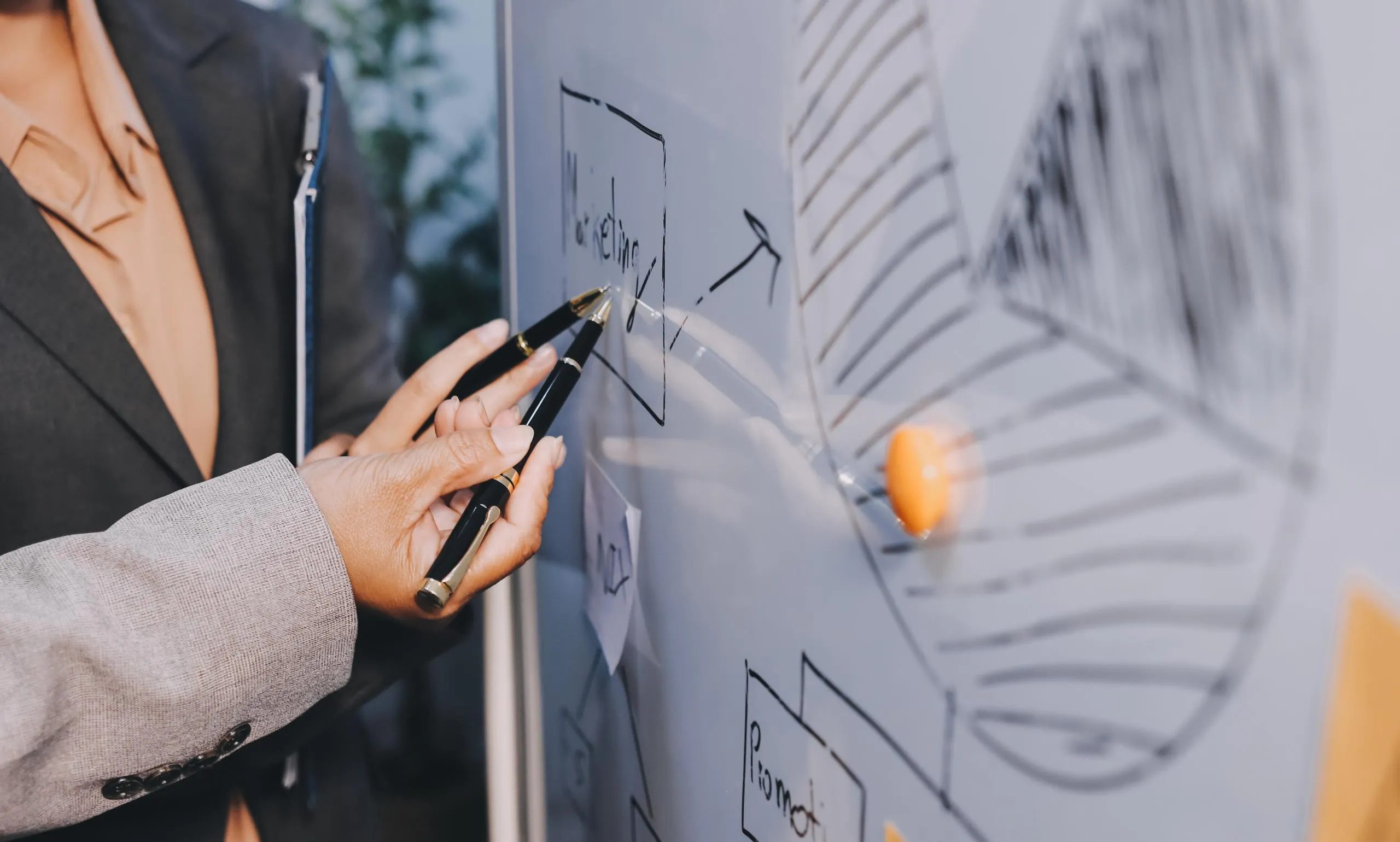Property transaction process outlined on whiteboard
