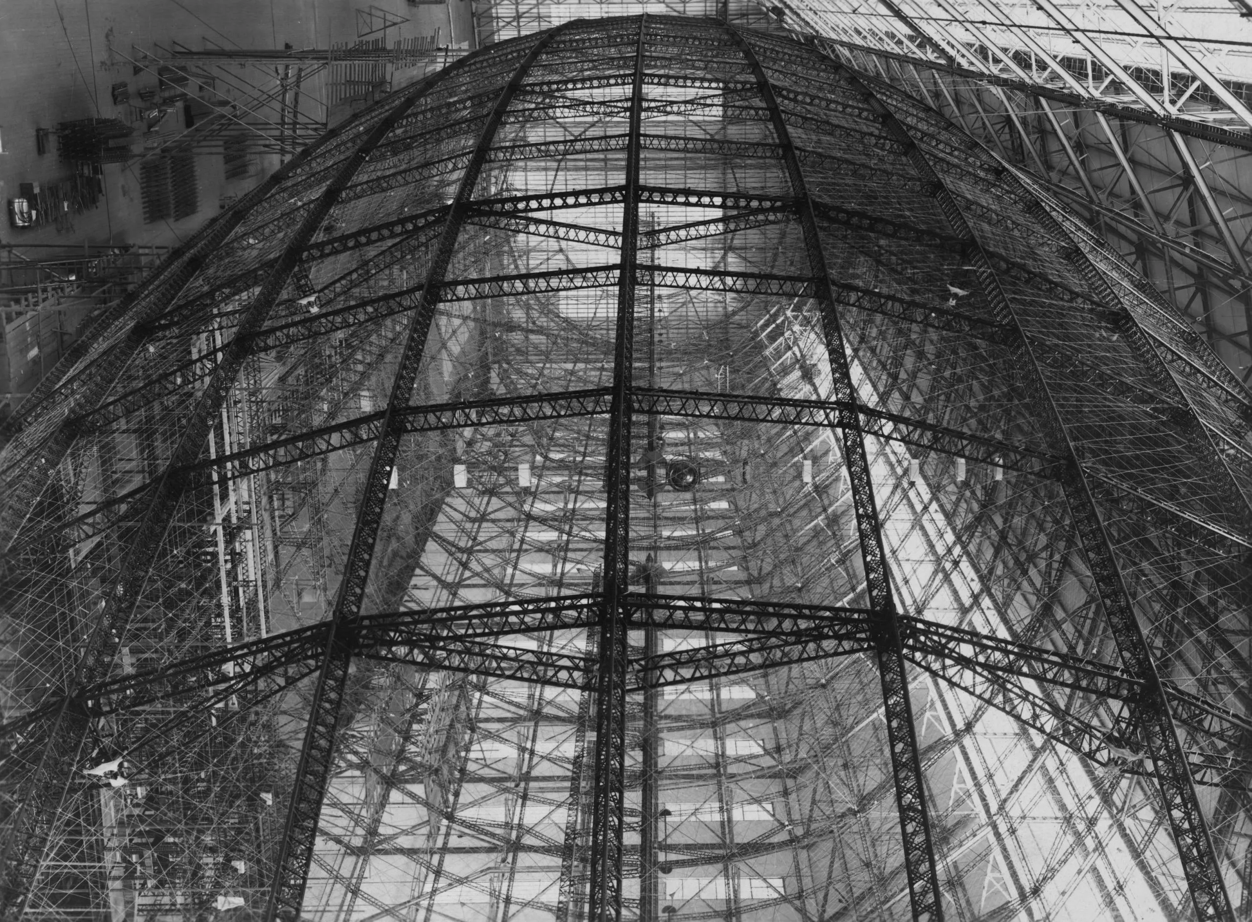 Structural steel beams of building under construction