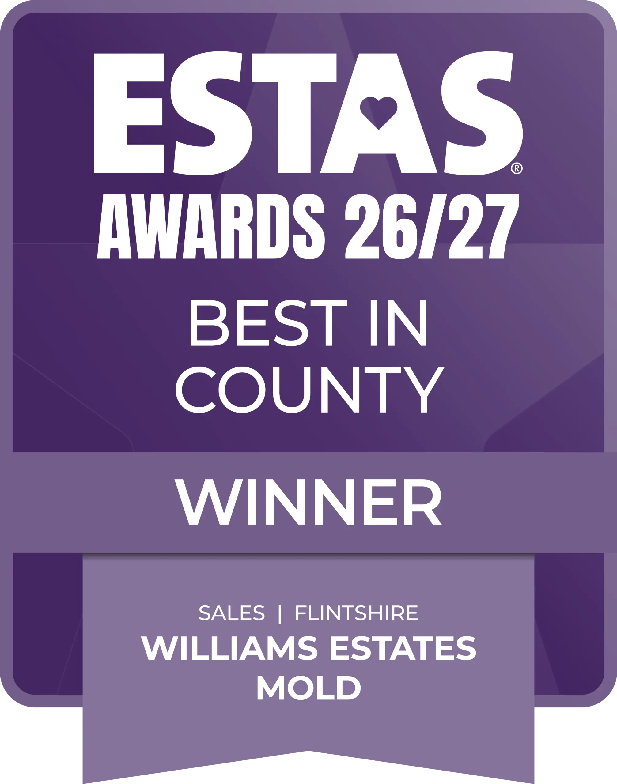 ESTAS Awards 26/27 Best in County Winner badge for Williams Estates Mold, Sales, Flintshire