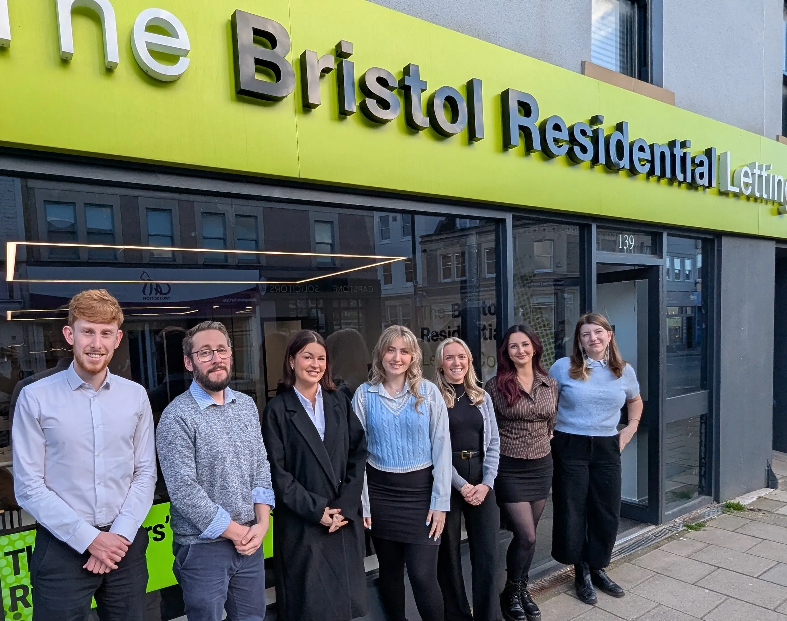 A picture of The Bristol Residential Letting Co Bishopston office with the team outside