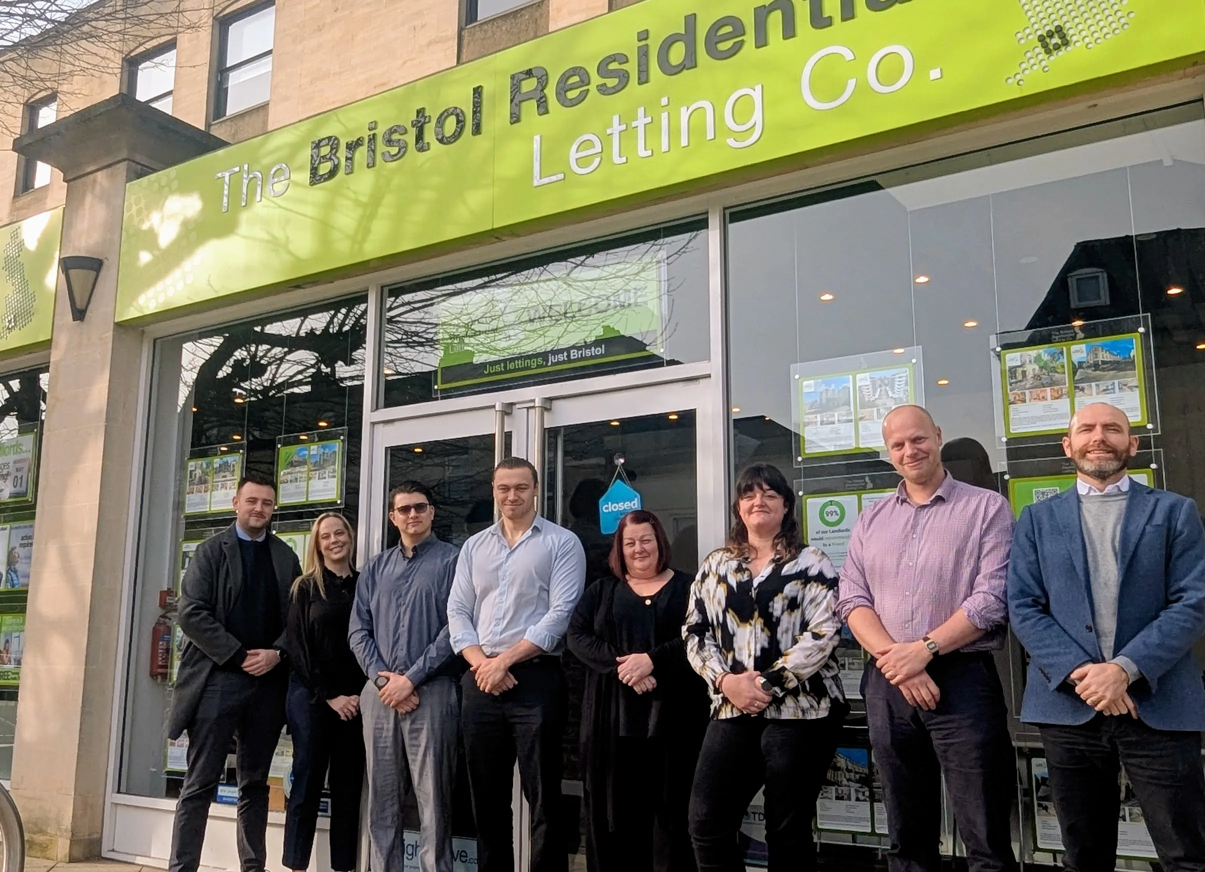 A picture of The Bristol Residential Letting Co Clifton office with the team outside