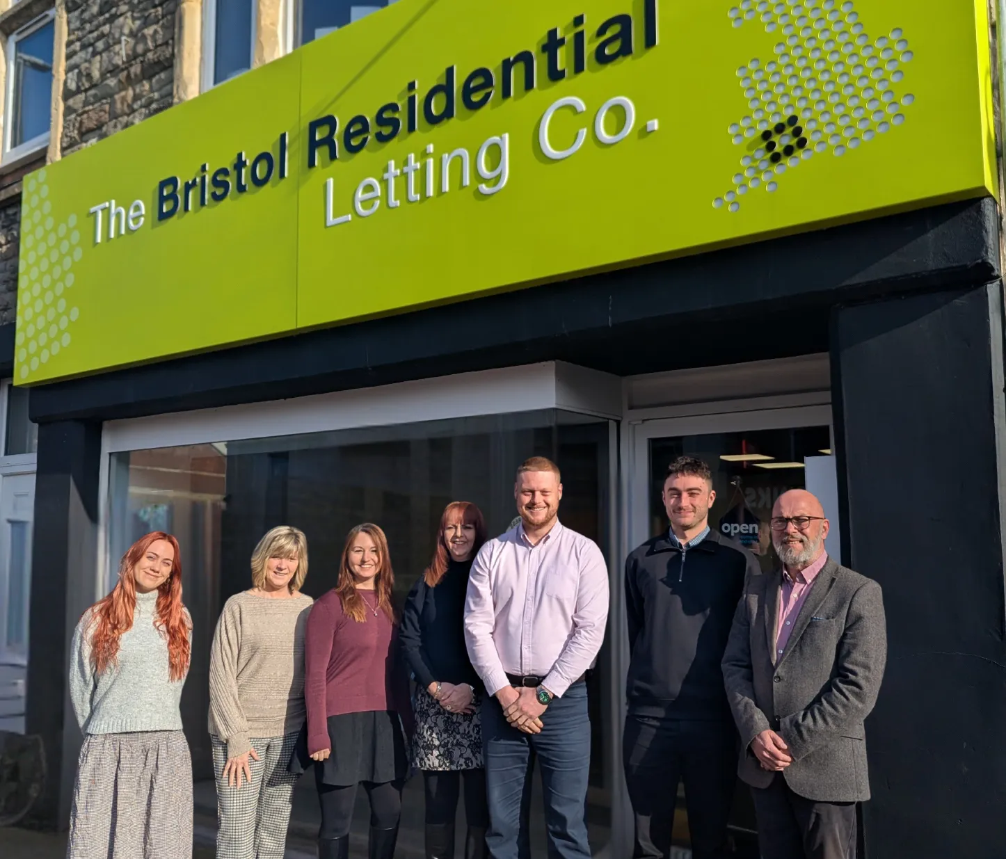 A picture of The Bristol Residential Letting Co Southville office with the team outside