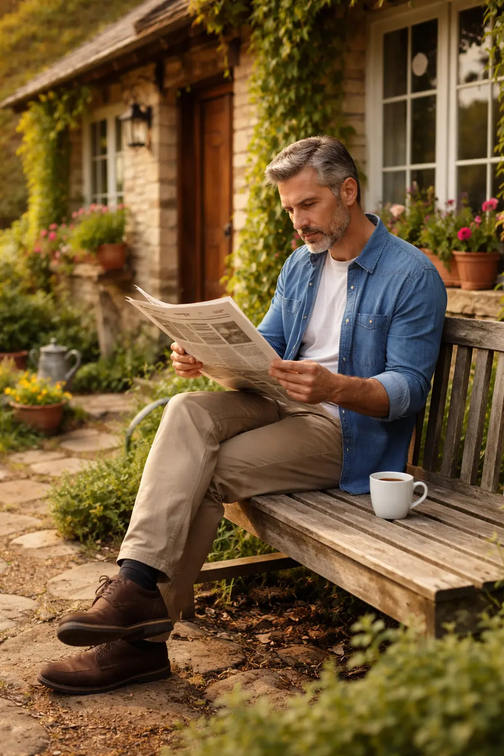 Man reading newspaper