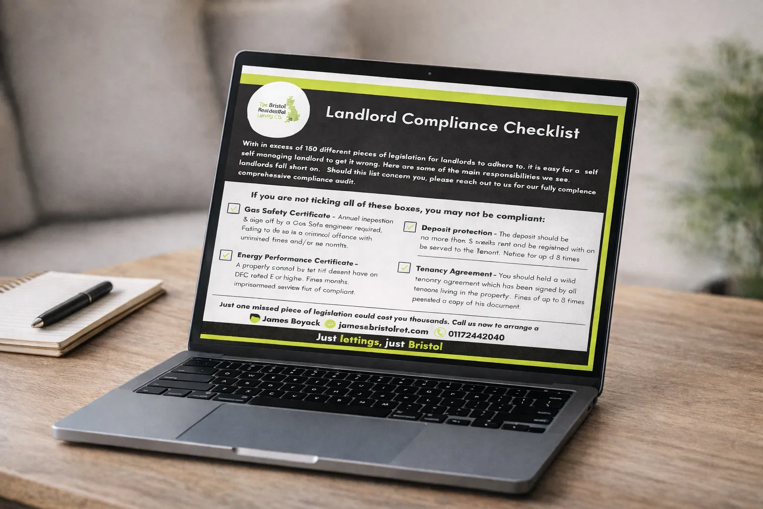 The Bristol residential letting Co compliance checklist