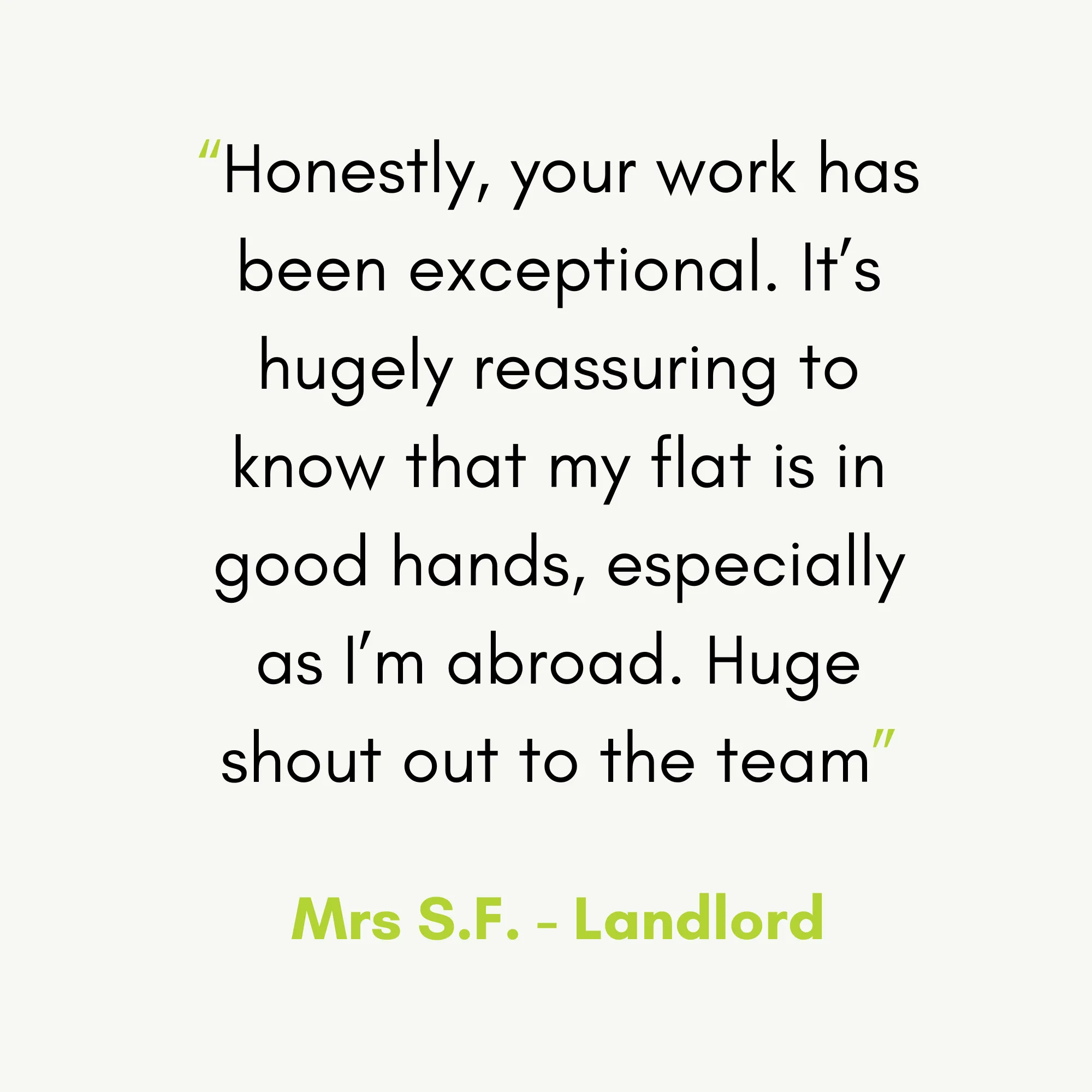A testimonial from an overseas landlord